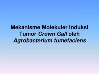 Mekanisme Molekuler Induksi Tumor Crown Gall oleh Agrobacterium tumefaciens