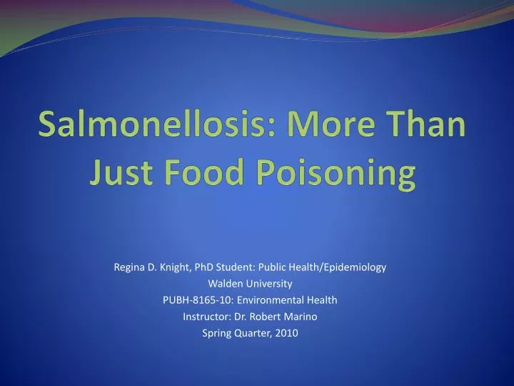 salmonellosis more than just food poisoning