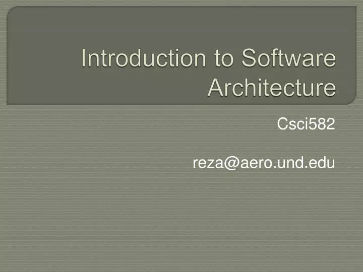 introduction to software architecture