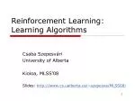 Reinforcement Learning : Learning Algorithms