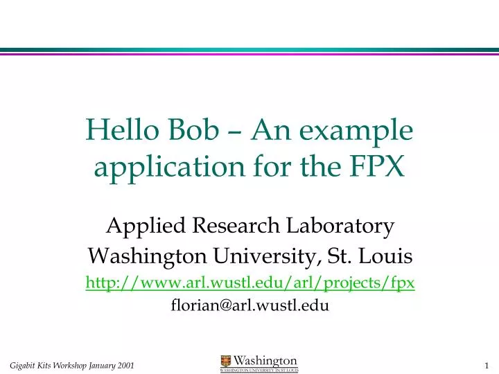 hello bob an example application for the fpx