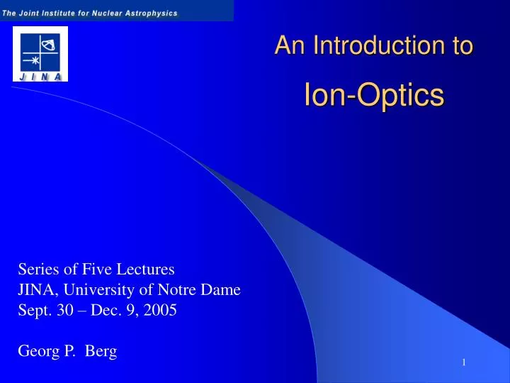 an introduction to ion optics