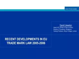 RECENT DEVELOPMENTS IN EU TRADE MARK LAW 2005-2006