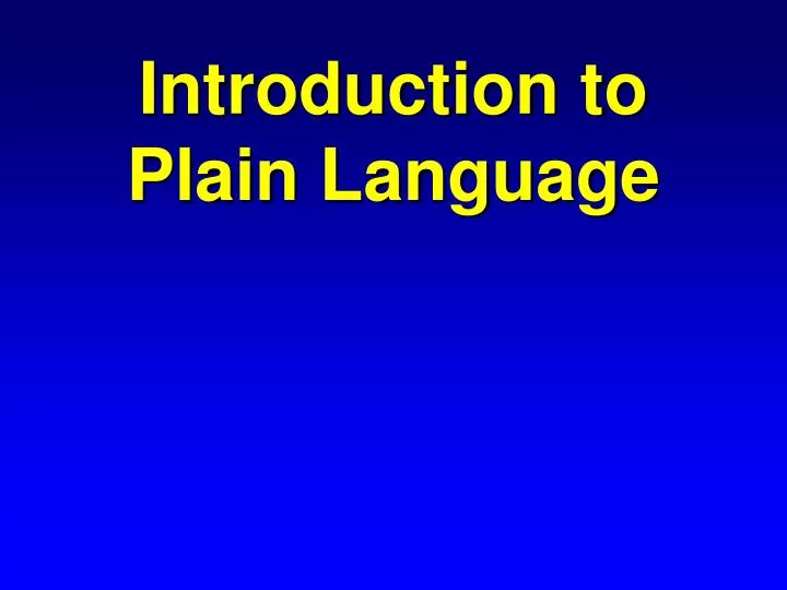 introduction to plain language