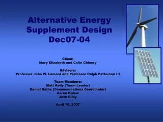 Alternative Energy Supplement Design Dec07-04