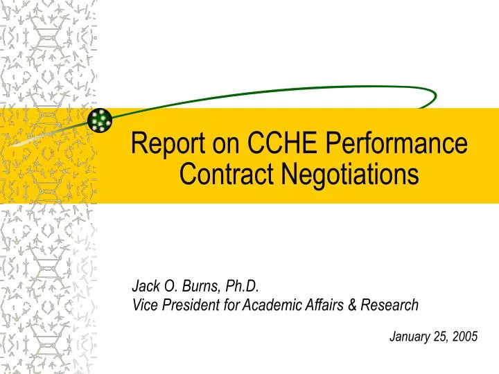 report on cche performance contract negotiations