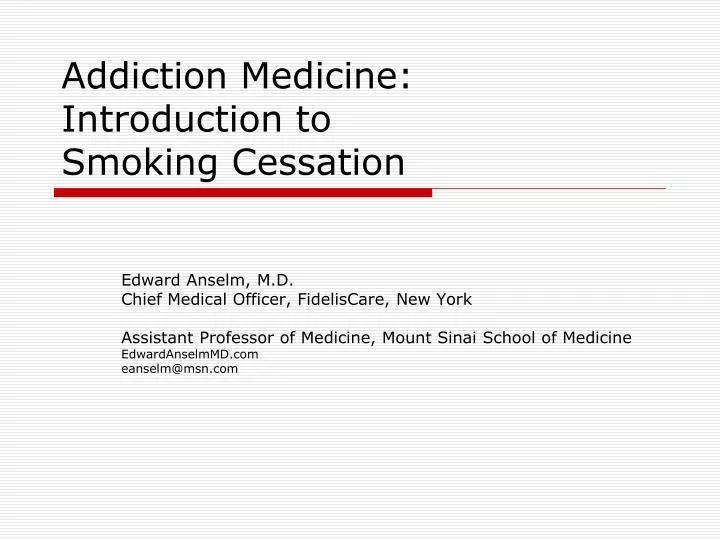 addiction medicine introduction to smoking cessation