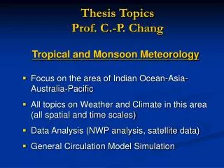 Thesis Topics Prof. C.-P. Chang
