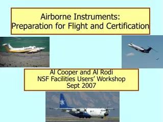Airborne Instruments: Preparation for Flight and Certification