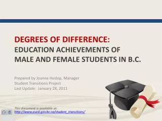 degrees of difference: education achievements of male and female students in b.c .