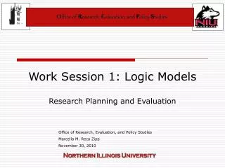 Work Session 1: Logic Models Research Planning and Evaluation