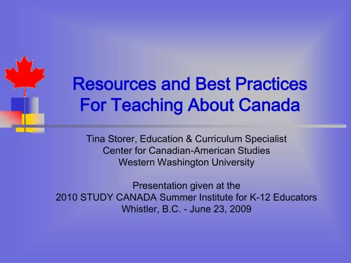 resources and best practices for teaching about canada