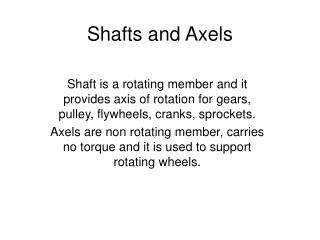 Shafts and Axels