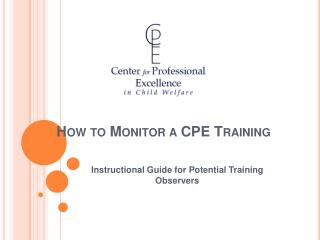 How to Monitor a CPE Training