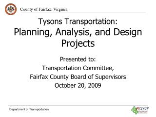 Tysons Transportation: Planning, Analysis, and Design Projects