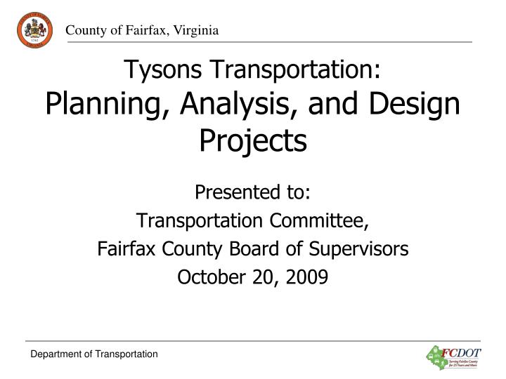 tysons transportation planning analysis and design projects