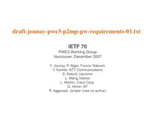 draft-jounay-pwe3-p2mp-pw-requirements-01.txt