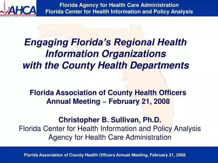 engaging florida s regional health information organizations with the county health departments