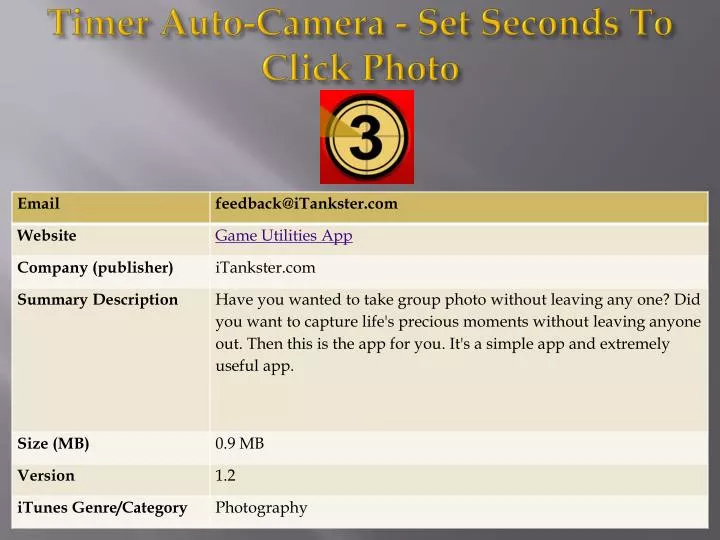 timer auto camera set seconds to click photo