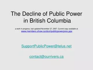 SupportPublicPower@telus.net contact@ourrivers.ca