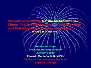 Preventive Pediatric Cardio-Metabolic Risk Clinic; The Certified Nurse Practitioner Role and Collaborative Educational