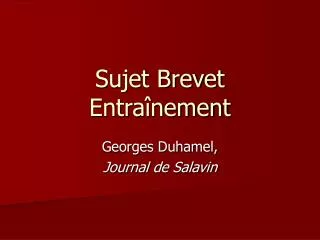 Sujet Brevet Entraînement