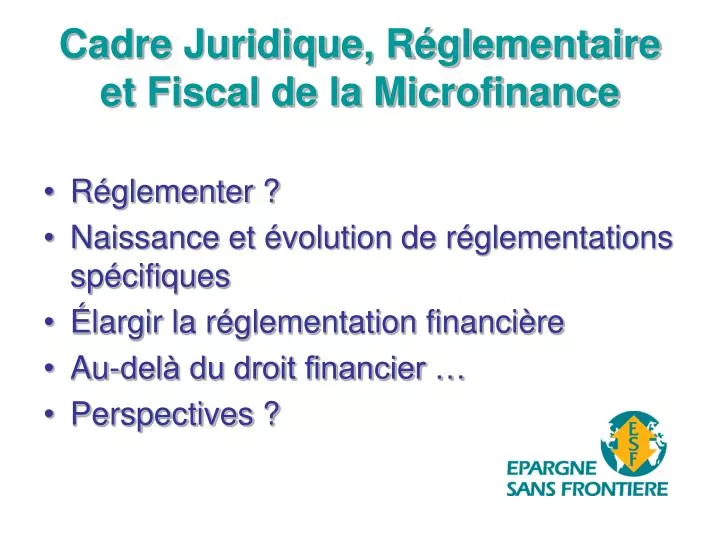 cadre juridique r glementaire et fiscal de la microfinance