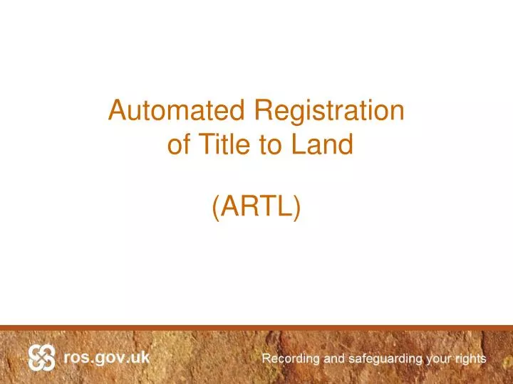 automated registration of title to land artl