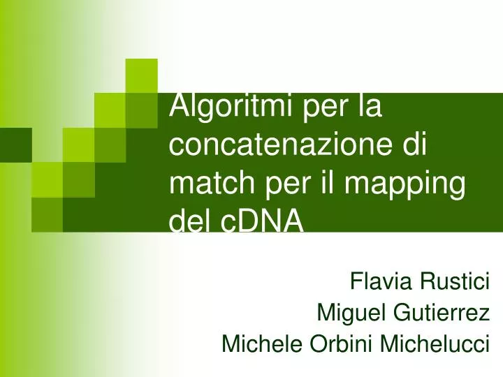 algoritmi per la concatenazione di match per il mapping del cdna