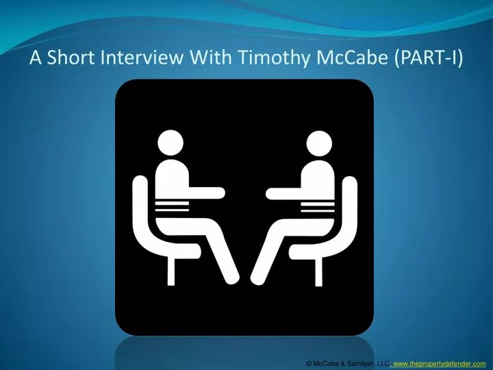 a short interview with timothy mccabe part i