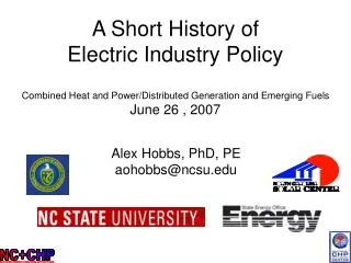 A Short History of Electric Industry Policy