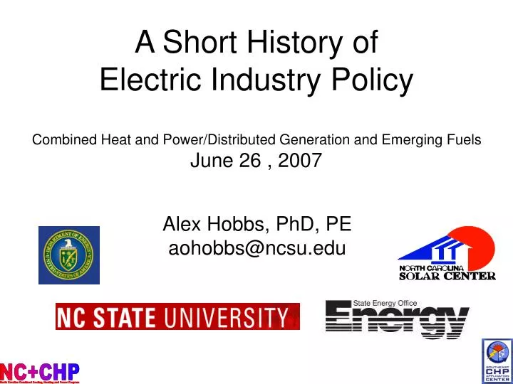 a short history of electric industry policy