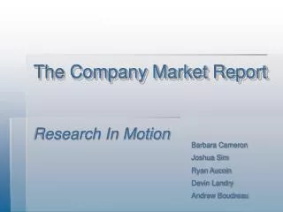 The Company Market Report