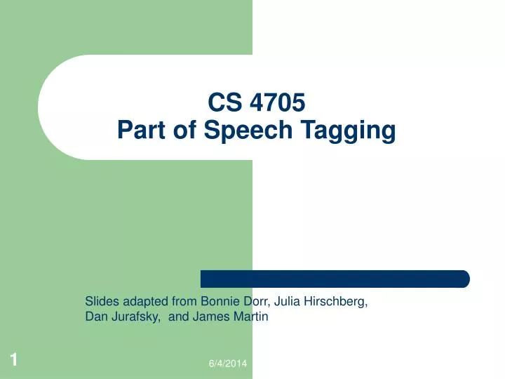 cs 4705 part of speech tagging