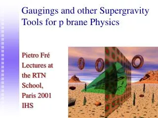Gaugings and other Supergravity Tools for p brane Physics