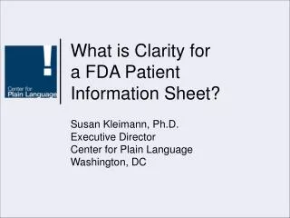 What is Clarity for a FDA Patient Information Sheet?