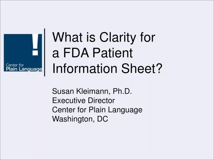 what is clarity for a fda patient information sheet