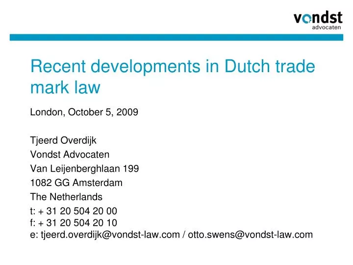 recent developments in dutch trade mark law