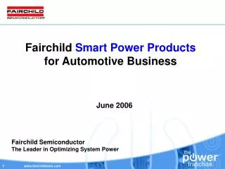 Fairchild Smart Power Products for Automotive Business