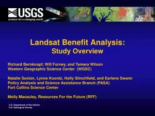 Landsat Benefit Analysis: Study Overview