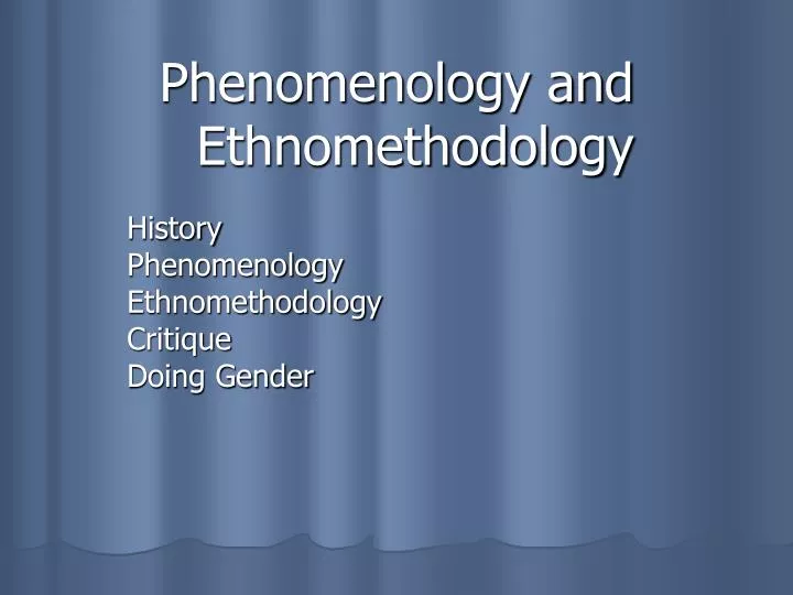 phenomenology and ethnomethodology