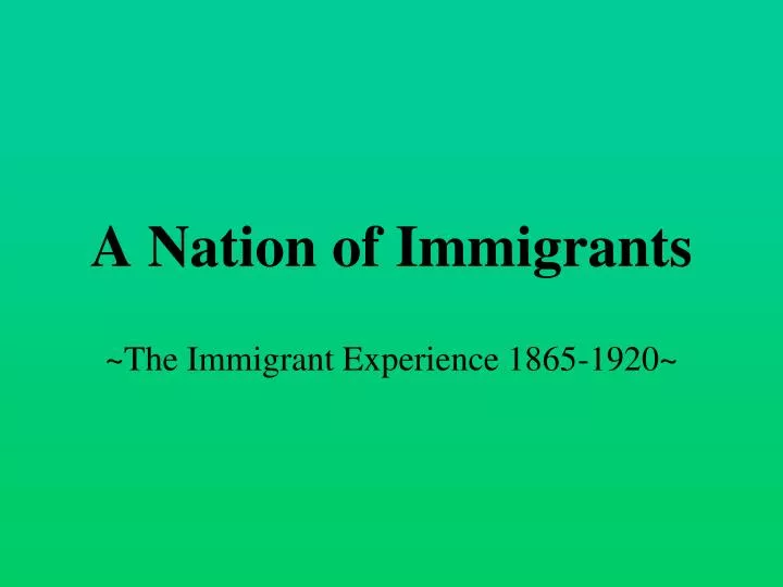 a nation of immigrants