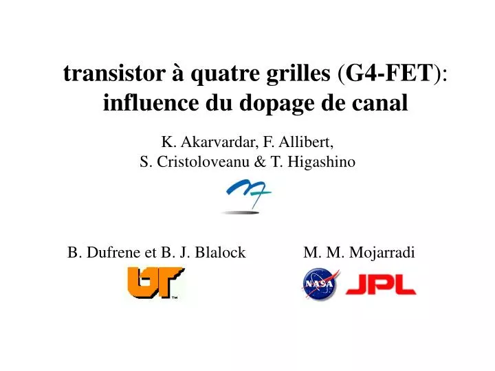 transistor quatre grilles g4 fet influence du dopage de canal
