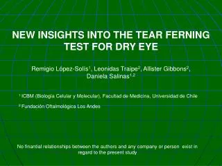 NEW INSIGHTS INTO THE TEAR FERNING TEST FOR DRY EYE