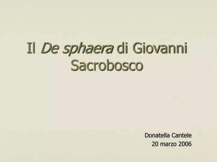 il de sphaera di giovanni sacrobosco