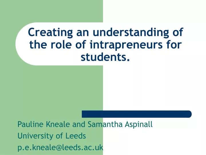 creating an understanding of the role of intrapreneurs for students