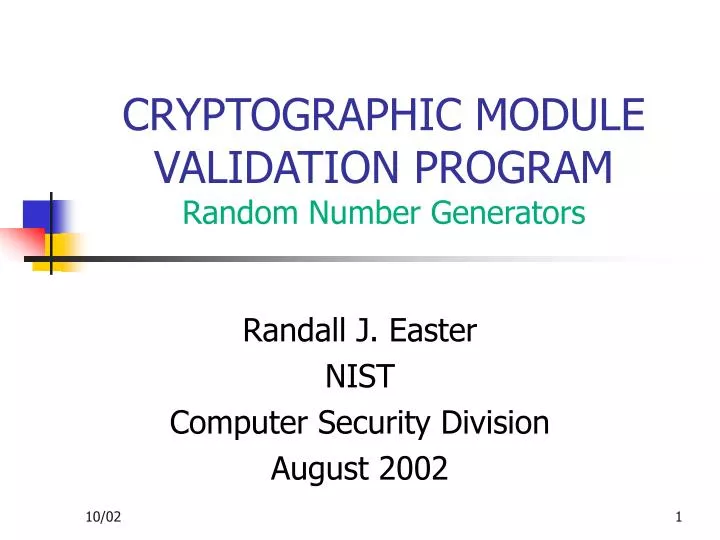 cryptographic module validation program random number generators