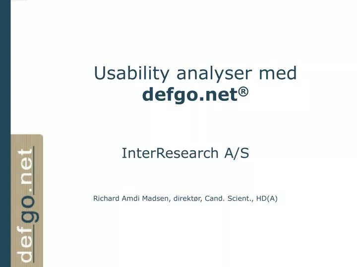 usability analyser med defgo net