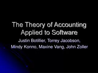The Theory of Accounting Applied to Software