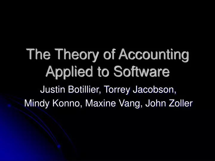the theory of accounting applied to software